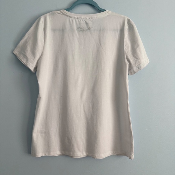 Karl Lagerfeld Women’s Short Sleeve Sunglasses Print White T- Shirt Size M - Picture 3 of 7